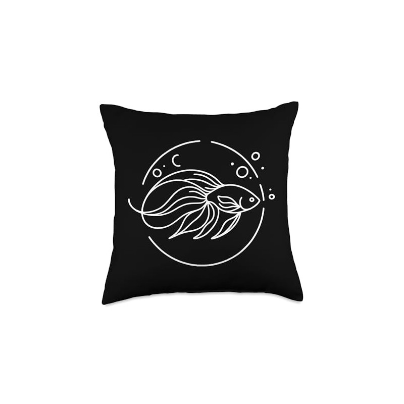 Line Art Fish & Ichthyologist Celestial Pearl Danio Throw Pillow
