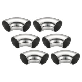 PATIKIL Pack of 6 Stainless Steel Pipe Elbow 90 Degree Elbow 35 mm OD Steel Exhaust Pipe Connector Stainless Steel Elbow 304 Stainless Steel Pipe for Exhaust Pipe Stair Railing Car HVAC