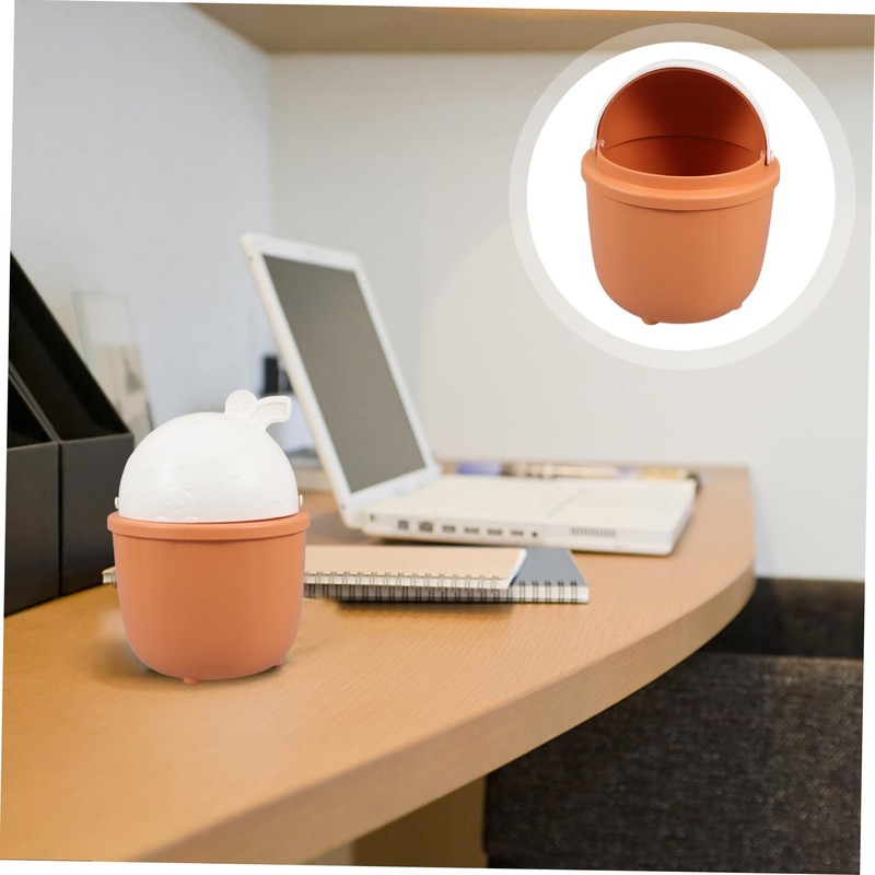 Operitacx Elegant Small Desk Trash Can Rabbit Lid for Office