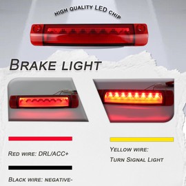 GEEGEETOP Red Lens 3rd Brake Light DRL Compatible With Toyota 4Runner Highlander Prius Sienna Rear Center Roof High Mount LED Third Brake Lamp (RED STYLE)