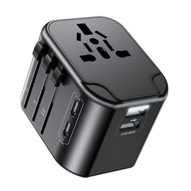 Travel Adaptor Worldwide, Socket Adapter with 2USB A, 2USB C and 1AC Socket, International Socket Adapter for Germany, USA, UK, France, Spain, Japan, Thailand, Italy, from over 200 Countries