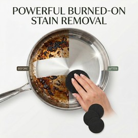 for Stainless Steel, Removes Burnt-On Stains for Stainless Steel Surfaces, Mirror Shine Restorer, Durable Kitchen Sponge (3-Pack)