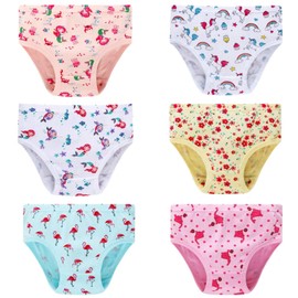 Family Feeling Toddler Girls Cotton Underwear Assorted Prints Panties 6-Pack Size 2T