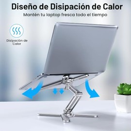 LIENS - Soporte ajustable para porttil con base giratoria de 360 grados, elevador de porttil de aluminio para computadora plegable, soporte ergonmico 