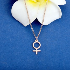 KEYCHIN Feminine Astrological Gender Necklace Venus Symbol Charm Pendent Female Symbol Pendant Jewelry (Venus NK-RG)