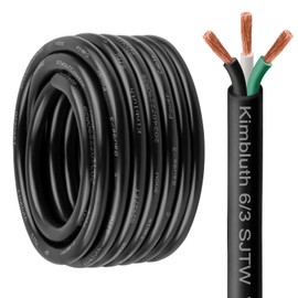 Kimbluth 6 Gauge 3 Conductor Wire SJTW Outdoor Extension Power Cable 10FT, 6/3 Wire Heavy Duty Pure Copper Electrical Wire for Lawn, Battery, Automotive, Outdoors