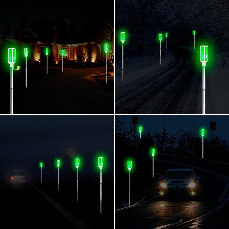 Aolyty Solar Lights Outdoor, Waterproof Driveway Markers Reflective, Warning Flash
