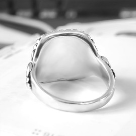 XKBYL Square Purple Cubic Zirconia Signet Ring,Retro Antique Vintage S925 Sterling Silver Multi-Cut Amethyst Stone Crystal Gemstone Ring Jewelry for Women (B03_Amethyst, 7)