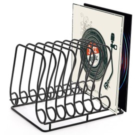 Nagpew Vinyl Record Holder, 9 Section Wire Record Storage, Hold up to 30 LP, Solid Album Rack File Display Stand with Elevated Base for Photography Props, Desktop, Home, Office, Studio