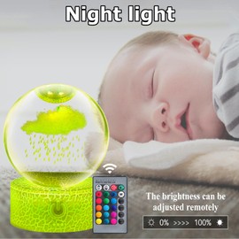 Yan-tech Creative Multicolor Crack Base Crystal Ball 3.5 Inch Ball Rain Cloud Night Light Mood Light Table Lamp 16 Colors Touch Remote Sculpture Birthday Gift
