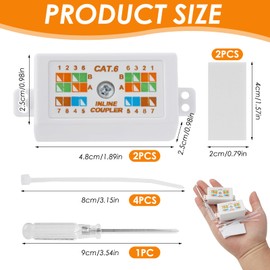 LUCTHY 2Pack Cat6 RJ45 Junction Box with Screwdriver, Punch Down Ethernet In-Line Coupler for High-Speed LAN/Powerline Networks,LAN Powerline Networking Extender Applications (2Pcs)