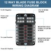 BetyBedy 12 Way Fuse Block, 12V Marine Fuse Box with