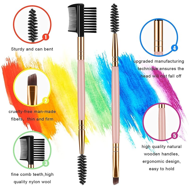 Eyebrow Brush and Comb Set, 2Pcs Eye Duo Brow Brush,
