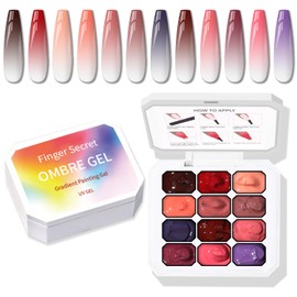 Karroy Sponge Pat Paint Nail Gel, Ombre Nails Gradient Gel Nail Blush Blooming Aura Nails Drawing Stripper Floral Painting DIY Nail Art, No Wipe, UV/LED Curing (12 Colors G)