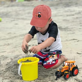 Farm Tractor Baseball Caps for Boys Girls Vintage Washed Hat Adjustable Funny Dad Hat for Toddler Kids Age 3-8 Orange