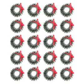 DEARMAMY Pack of 20 Mini Christmas Wreaths with Bows, Artificial Christmas Wreaths, Hanging Decorations for Christmas Parties, Crafts and Christmas Tree Decoration (Various