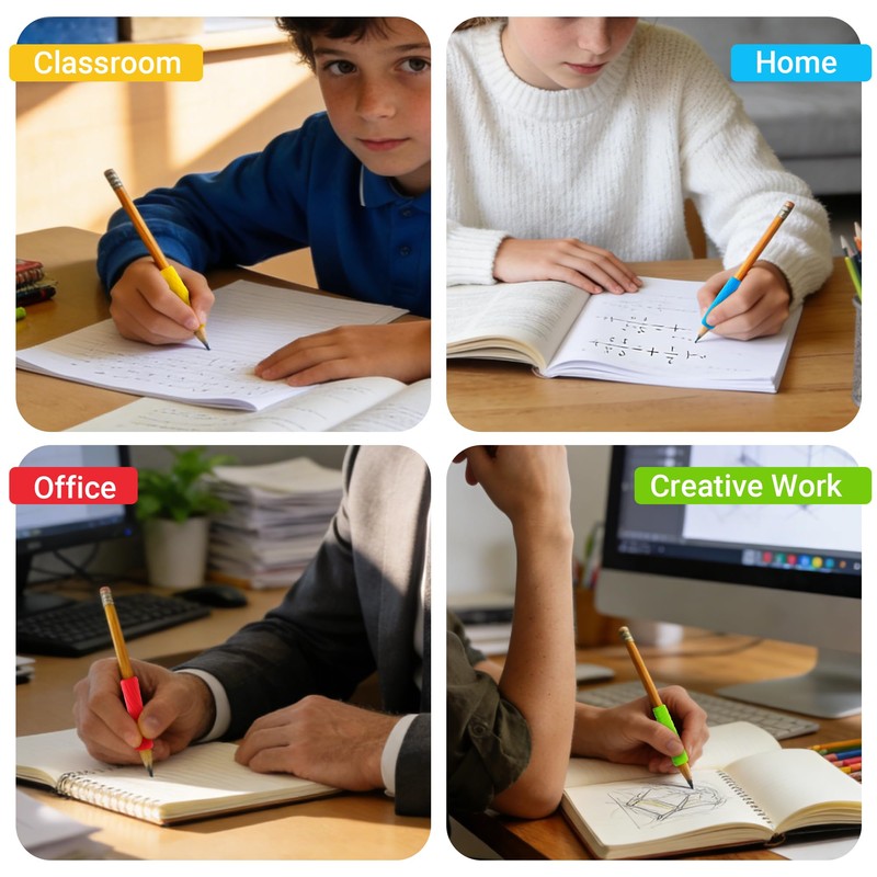 4-Pack Textured Silicone Sensory Fidget Pencil Grips