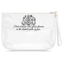 Inspirational Gifts Singer Fans Makeup Bag Find Someone Who Grows Flowers in the Darkest Parts of You Mental Health Gifts Country Music Cosmetic Bag Travel Clear Toiletry Pouch with Zipper