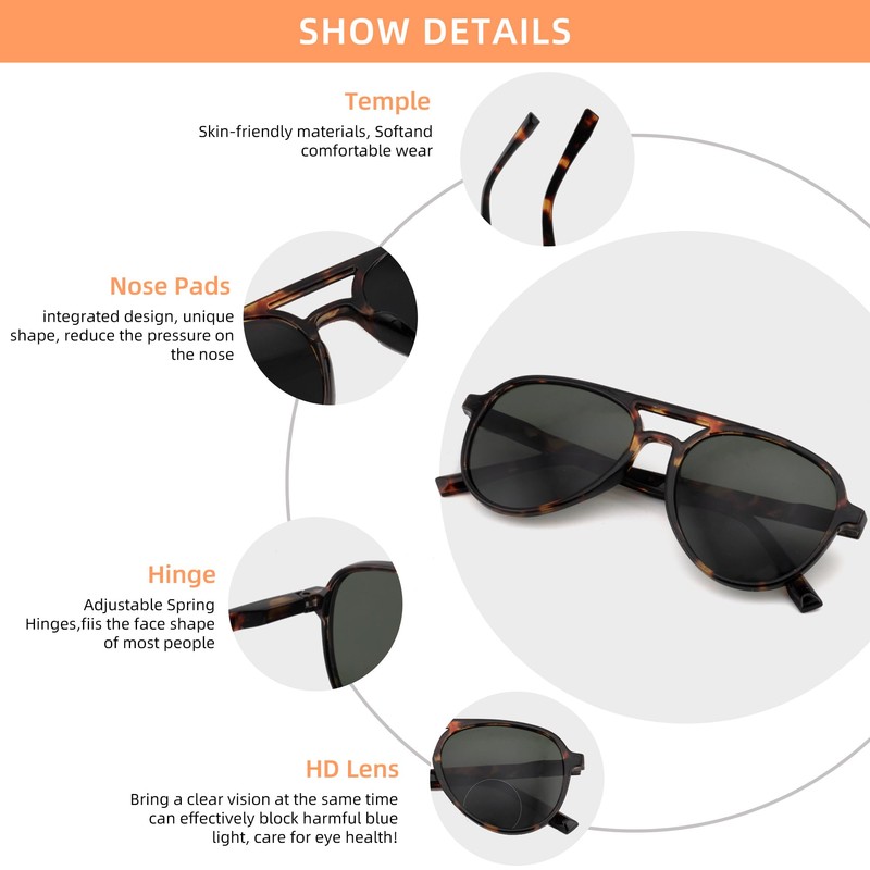 zooxsky 2 Pack Aviator Bifocal Reading Sunglasses for Women Men