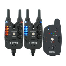 Hirisi Tackle Carp Fishing Bite Alarm with Remote Control (Radio Receiver), with Night Light, Adjustable Sensitivity, Volume and Sound Bite Alarm Set (FBA-S8-2)
