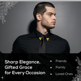 HHH Designs Gold plated Western Collar Tip - Gold Plated with Crystal Stone Setting - Collar Shirt Tips Attaching Screws for Men - Shirt Collar Decoration