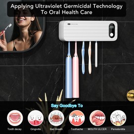 StarWin Toothbrush Cleaner, 5 Slots Wall Mounted Toothbrush Holder for Bathroom, Suitable for Most Toothbrushes, No Drilling