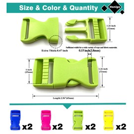 honigo 4 colors Quick Side Release Buckle Flat 1 Inch Wide 8 pack One Side Adjustable Clips Snaps Heavy Duty Plastic Replacement for Nylon Strap Boat Cover Backpack Nylon Webbing Belt,Pet Collar
