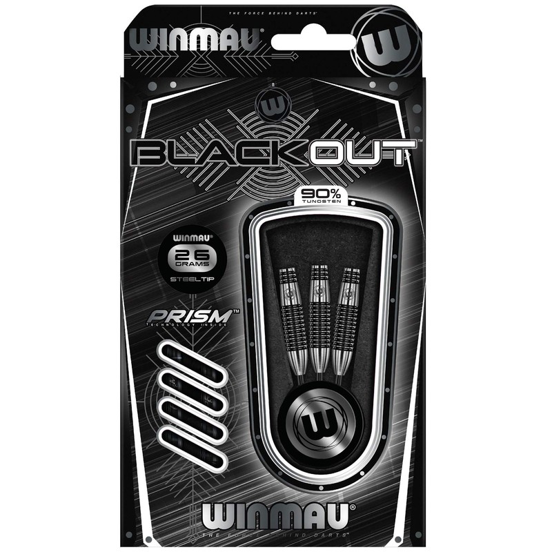 Winmau Blackout 90% Tungsten Steel-tip Darts - 26 Grams