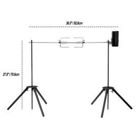 onlyfire Spit Rotisserie Outdoor Camp Grill with Support Legs for Outdoor Campfire Grilling - 35×5/16" Square Spit Rod