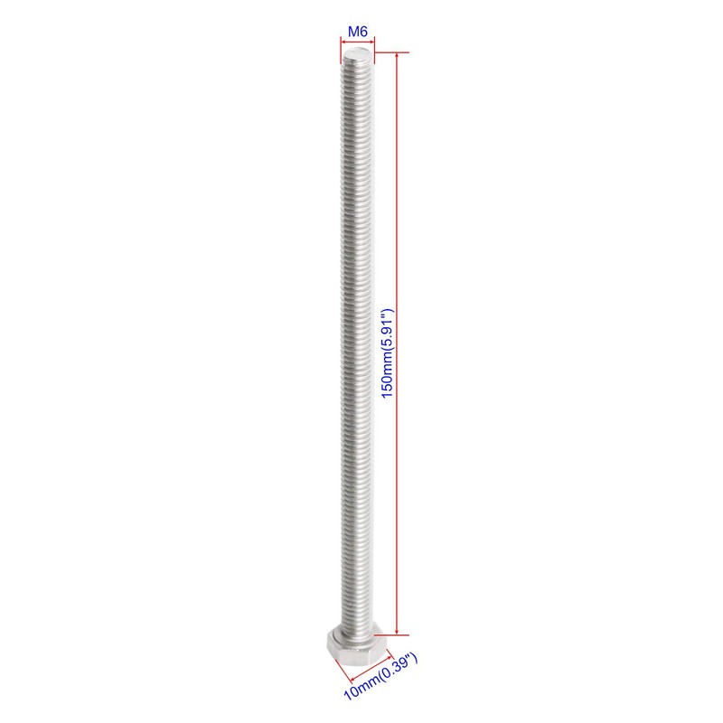 Aopin M6 x 150mm Hex Head Bolts Screws Grade 5.8