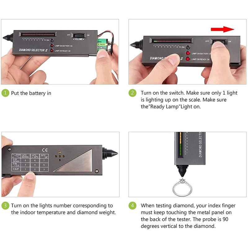Diamond Tester,High Accuracy Diamond Tester Pen＋60X Mini LED Magnifying Jeweler