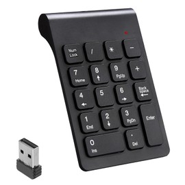 Quwem 18 Key Wireless Numeric Keypad, 2.4G Ultra-Thin Portable Number Pad with USB Receiver Ergonomic Numpad for Laptop, Desktop PC Computer Compatible with Windows Mac OS (Black)