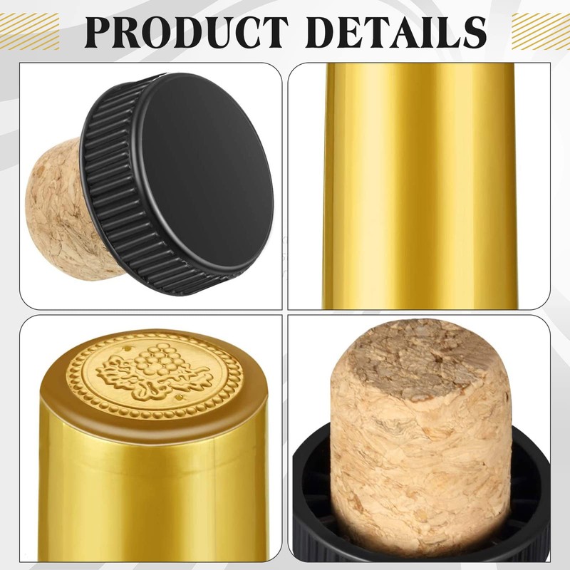 100 Pcs Wine Bottle Cork Stopper Plastic Top Kits, 50