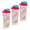 Guateplast Set de 3 Vasos con Tapa de Plástico