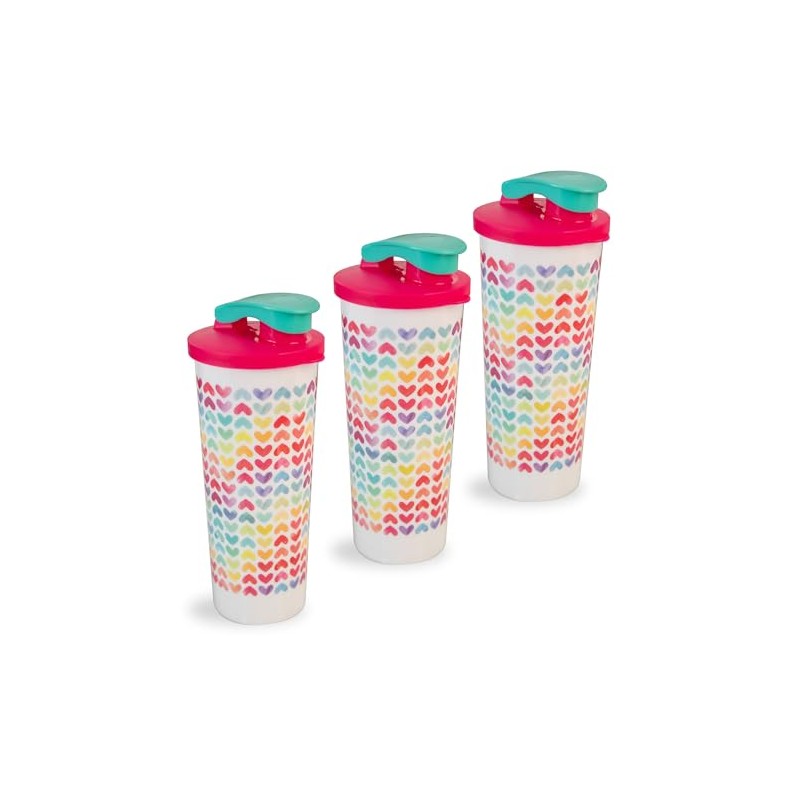 Guateplast Set de 3 Vasos con Tapa de Plástico