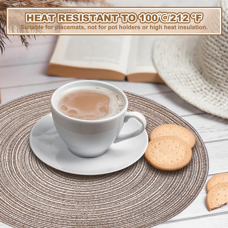 sourcing map 8 Pcs Round Woven Placemats, 7 Inch Braided