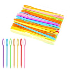 50 Pcs Plastic Sewing Needles Large Eye Yarn Needles with Storage Box 3.54 inch Blunt Craft Needles for Yarn Embroidery DIY Sewing Handmade Craft Knitting Crochet