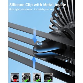 TriPole Car Fan USB Powered - Powerful 3 Speed, Portable Cooling Clip Fan for Car Vent, Quiet Brushless Motor, 360 Degree Rotatable, Air Circulation for Vehicle, Van, Truck, SUV, RV