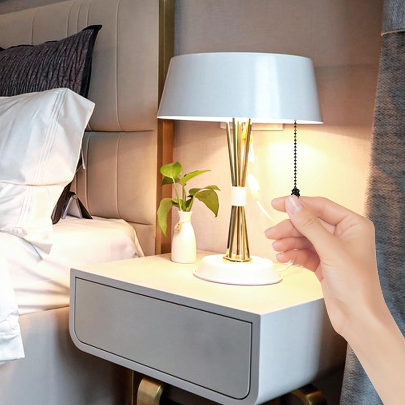 2 Pcs Metal Ceiling Fan Pull Chain Set, Black Pull