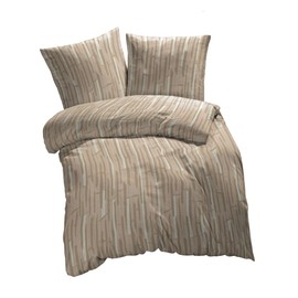 etérea Microfibre Bed Linen Nick, 140 x 200 cm, Set of 2, Non-Iron with Zip, According to Oekotex 100, Duvet Cover with Pillowcase, 140 x 200 cm + 80 x 80 cm, Mocha