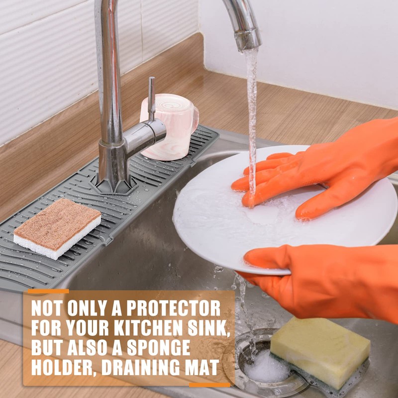 COBETE Kitchen Sink Splash Guard, 24in Faucet Mat Splash Catcher,