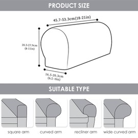Armrest Chair Covers, Set of 4 Stretch Armchair Covers for Arms，Spandex Polyester Sofa Arm Caps Non Slip Armrest Covers for Chairs Furniture Protector Armchairs Sofa Couches Recliner (Dark Gray)