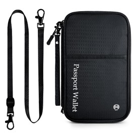 Dizdvizd Passport Holder Travel Wallet, Family Travel Wallet and Document Holder, Large Multiple Passports Holder Organiser, Water-Resistant RFID Blocking Travel Pouch for Women and Men, Black