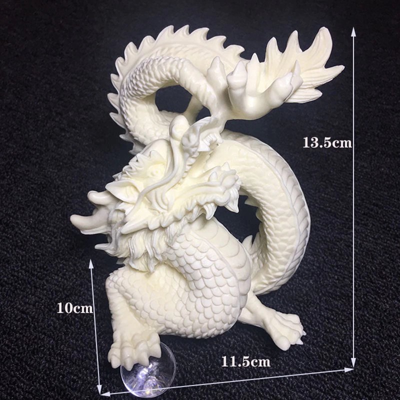 Chinese Feng Shui White Statue,Dragon Play Bead Statue, Hand-Carved Art