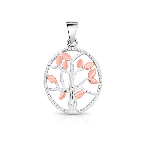 DTPsilver® 925 Sterling Silver and Rose Gold Plated Tree of