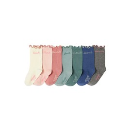 Vertbaudet Pack of 7 Girls' Socks Weekdays Oeko-Tex, Blush