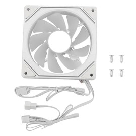 Computer Cooling Fan ARGB PWM Temperature Control High Airflow Silent Chassis Cooling Fan for CPU Cooler Computer Case Reverse Fan Blade, White