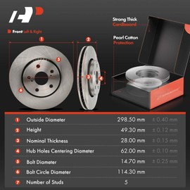 A-Premium 11.75 inch (298.5mm) Front Vented Disc Brake Rotors + Ceramic Pads Kit Compatible with Select Toyota Models - C-HR CHR 2018 2019 2020 2021 2022, 6-PC Set