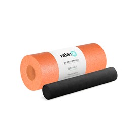RELEXA 2-in-1 fascia roller, orange/black, 2-piece self-massager with removable core, medium hardness 35 x 14 cm (L x diameter)