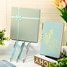 Sayglossy Team Appreciation Gift Set A6 Leather Journal Notebook Pen with Present Box Thank You Valentines Day Gift for Employee Coworker Staff Medical Assistant Teacher Women Men(Green,May You)